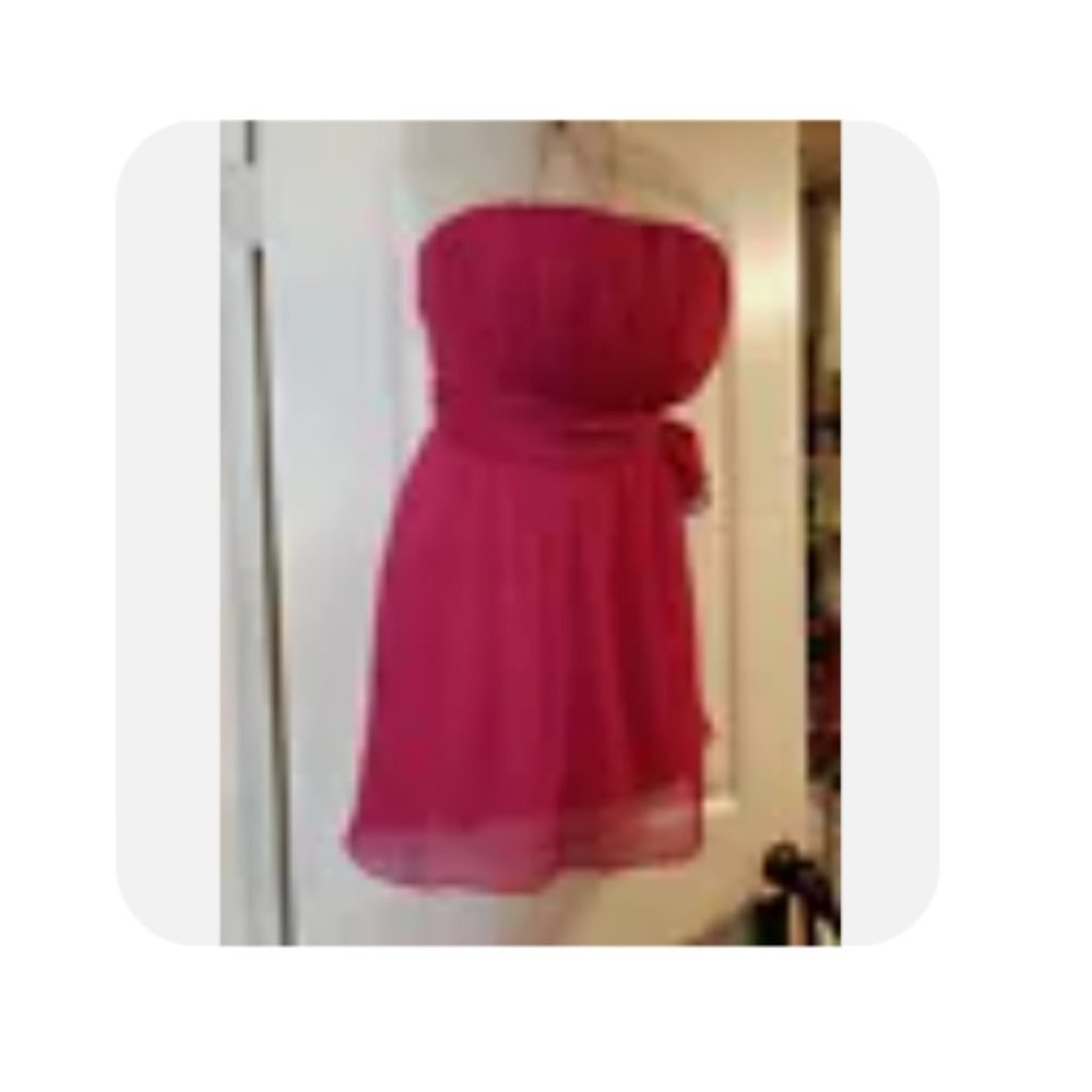 Max and Cleo Womens Chiffon Dress Size 14 Fuschia Pink Strapless Prom Evening